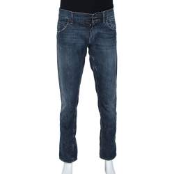 مملوكة مسبقًا Dolce & Gabbana Blue Distressed Denim 12 Gold Fit Jeans M