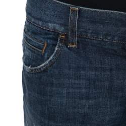 مملوكة مسبقًا Dolce & Gabbana Blue Distressed Denim 12 Gold Fit Jeans M