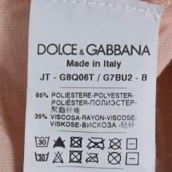 Pre Owned Dolce & Gabbana Peach Jersey Raglan Sleeve V-Neck T-Shirt XL