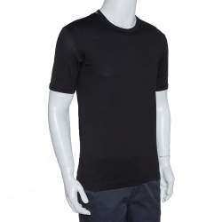مملوكة مسبقًا Dolce & Gabbana Black Cotton Round Neck T-Shirt M