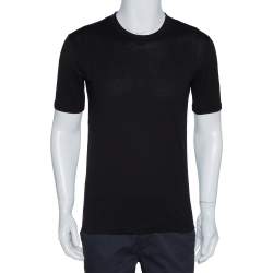 مملوكة مسبقًا Dolce & Gabbana Black Cotton Round Neck T-Shirt M