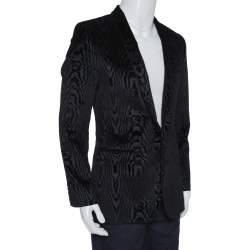 Pre Owned Dolce & Gabbana Black Jacquard Velvet Tuxedo Jacket M
