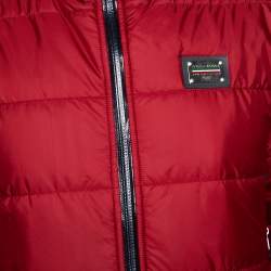 Pre Owned Dolce & Gabbana Red Hooded Puffer Jacket XS
