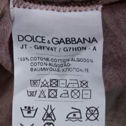 Pre Owned Dolce & Gabbana Bordeaux Peacock Print Cotton Crew Neck T-Shirt XS