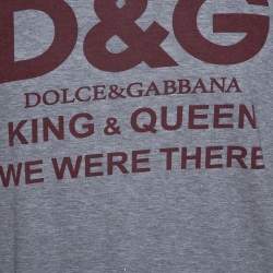 Pre Owned Dolce & Gabbana Grey Cotton King & Queen Print T Shirt L 