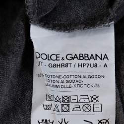 Pre Owned Dolce & Gabbana Grey Cotton King & Queen Print T Shirt L 