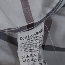 مملوكة مسبقًا Dolce and Gabbana White Cotton Grid Pattern Button Front Shirt XL