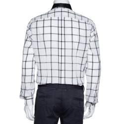 مملوكة مسبقًا Dolce and Gabbana White Cotton Grid Pattern Button Front Shirt XL