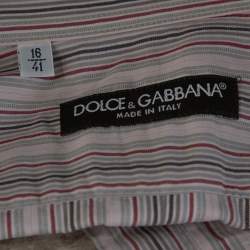 Pre Owned Dolce & Gabbana Dusty Pink Striped Cotton Button Front Shirt L 