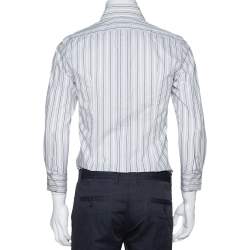 Pre Owned Dolce & Gabbana Pale Grey Striped Cotton Button Front Shirt S 
