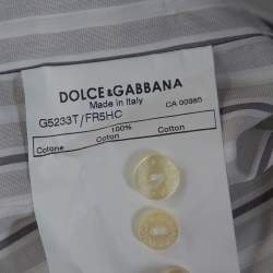 Pre Owned Dolce & Gabbana Pale Grey Striped Cotton Button Front Shirt S 