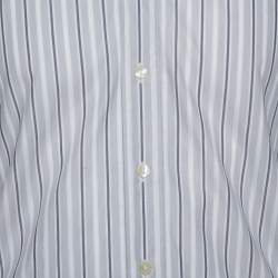 Pre Owned Dolce & Gabbana Pale Grey Striped Cotton Button Front Shirt S 