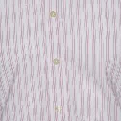 Pre Owned Dolce & Gabbana Pale Pink Striped Cotton Slim Fit Button Front Shirt M