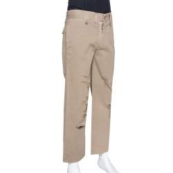 Pre Owned Dolce & Gabbana  Light Brown Distressed Cotton Cargo Pants S