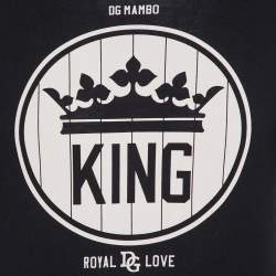 Pre Owned تي شيرت دولتشي آند غابانا دي جي ميلينالز مطبوع كينج قطن أسود مقاس صغير (سمول)