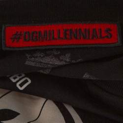 Pre Owned تي شيرت دولتشي آند غابانا دي جي ميلينالز مطبوع كينج قطن أسود مقاس صغير (سمول)