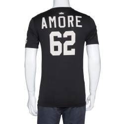 Pre Owned تي شيرت دولتشي آند غابانا دي جي ميلينالز مطبوع كينج قطن أسود مقاس صغير (سمول)