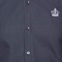 Pre Owned قميص دولتشي أند غابانا مجسم قصه غولد قطن نمط الماس رصاصي مقاس وسط (ميديوم)