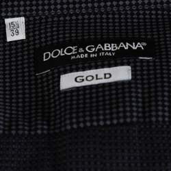 Pre Owned قميص دولتشي أند غابانا مجسم قصه غولد قطن نمط الماس رصاصي مقاس وسط (ميديوم)