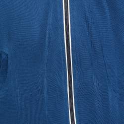 Pre Owned Dolce & Gabbana Blue Jersey Striped Logo Detail Zip Front Jacket S