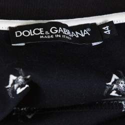 مملوكة مسبقًا تي شيرت دولتشي أند غابنا رقبة مستديرة مطبوع تجريدي قطن أزرق كحلي مقاس صغير جداً (اكس سمول)