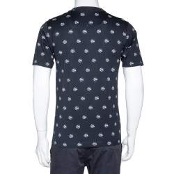 مملوكة مسبقًا تي شيرت دولتشي أند غابنا رقبة مستديرة مطبوع تجريدي قطن أزرق كحلي مقاس صغير جداً (اكس سمول)