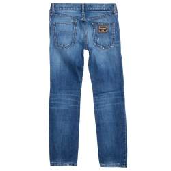 مملوكة مسبقًا Dolce & Gabbana Blue Medium Wash Denim Distressed Jeans S