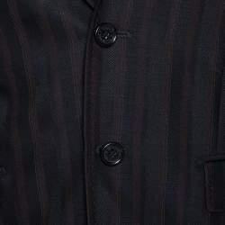 Pre Owned Dolce & Gabbana Black Stripe Patterned Wool Tailored Jacket S