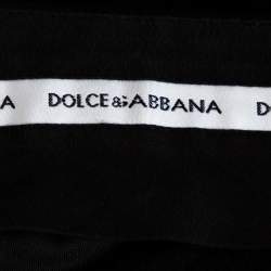 Pre Owned Dolce & Gabbana Black Stripe Patterned Wool Tailored Pants S