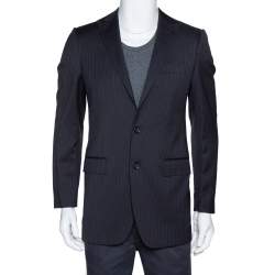 Pre Owned Dolce & Gabbana Black Pinstriped Wool Tailored Jacket XS
