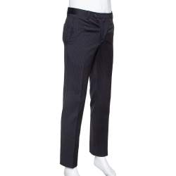 مملوكة مسبقًا Dolce & Gabbana Black Pinstriped Wool Tailored Pants XS