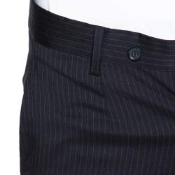 مملوكة مسبقًا Dolce & Gabbana Black Pinstriped Wool Tailored Pants XS