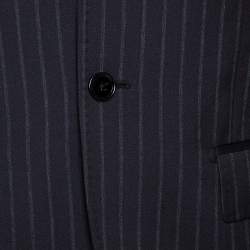 Pre Owned Dolce & Gabbana Dark Grey Striped Wool Tailored Jacket XS