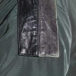 Pre Owned Dolce & Gabbana Dark Green Leather Trim Zip Front Jacket M