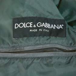 Pre Owned Dolce & Gabbana Dark Green Leather Trim Zip Front Jacket M