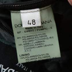 Pre Owned Dolce & Gabbana Dark Green Leather Trim Zip Front Jacket M