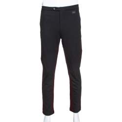 Pre Owned Dolce & Gabbana Black Stretch Cotton Contrast Trim Slim Fit Trousers XXL