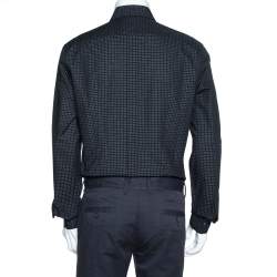 Pre Owned Dolce & Gabbana Black Dotted Cotton Jacquard Gold Fit Shirt XL