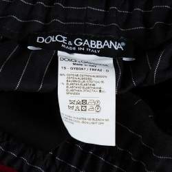 Pre Owned Dolce & Gabbana Black Pinstriped Cotton Contrast Side Stripe Pants XL