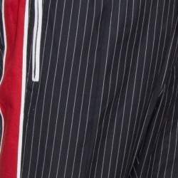 Pre Owned Dolce & Gabbana Black Pinstriped Cotton Contrast Side Stripe Pants XL
