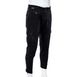 Pre Owned Dolce & Gabbana Black Cotton Cropped Cargo Pants XL