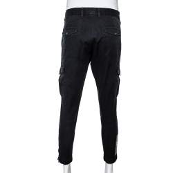 Pre Owned Dolce & Gabbana Black Cotton Cropped Cargo Pants XL