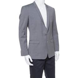 Pre Owned Dolce & Gabbana Gold Grey Wool Two Buttoned Jacket L