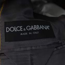 Pre Owned Dolce & Gabbana Gold Grey Wool Two Buttoned Jacket L