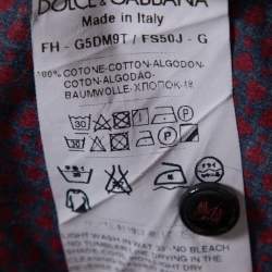 Pre Owned Dolce & Gabbana Gold Navy Printed Cotton Button Down Shirt XL