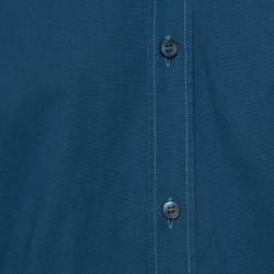 Pre Owned Dolce & Gabbana Gold Teal Stretch Cotton Button Front Shirt M