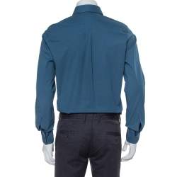 Pre Owned Dolce & Gabbana Gold Teal Stretch Cotton Button Front Shirt M