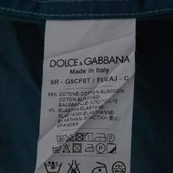 Pre Owned Dolce & Gabbana Gold Teal Stretch Cotton Button Front Shirt M