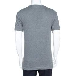 مملوكة مسبقًا Dolce & Gabbana Grey Melange Diabolik Print T-Shirt S