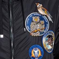 Pre Owned Dolce & Gabbana Black Owl patch Hoodie Bomber jacket M
